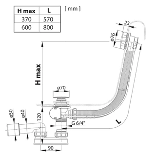 Ravak Kád le/túlfolyószett 570 Bowdenes fehér X01843