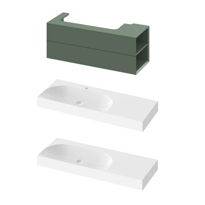 Ravak SD Lite 120 B/J fürdőszobai szekrény mosdó, grey green, jobbos X000001894