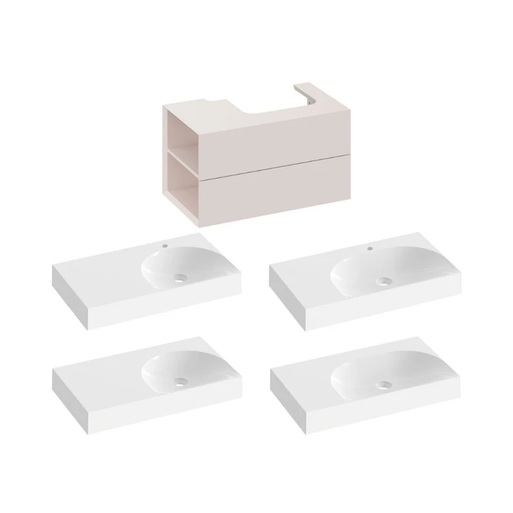 Ravak SD Lite 80 B/J fürdőszobai szekrény mosdó, alabaster pink, balos X000001878