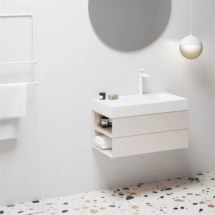 Ravak SD Lite 80 B/J fürdőszobai szekrény mosdó, alabaster pink, balos X000001878