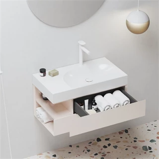 Ravak SD Lite 80 B/J fürdőszobai szekrény mosdó, alabaster pink, balos X000001878