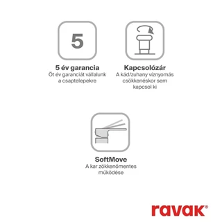 Ravak Spring SG 080.10WHM.RB07A padlón álló kádcsaptelep, test nélkül, zuhanyszettel, matt fehér X070578