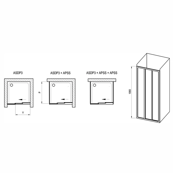 Ravak Zuhanyajtó ASDP3-110 198 fehér + Transparent üveg 00VD01R2Z1 Ravak Zuhanyajtó ASDP3-110 198 fehér + Transparent üveg 00VD01R2Z1