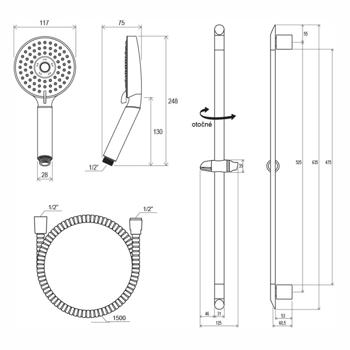 Ravak 902.00CR SET Zuhanyszett gégecső, lapos 3 funkciós zuhanyfej, 70 cm-es átm, króm X07P177 Ravak 902.00CR SET Zuhanyszett gégecső, lapos 3 funkciós zuhanyfej, 70 cm-es átm, króm X07P177