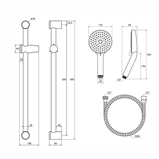 Ravak 922.00CR SET Zuhanyszett - kézizuhany Flat M, bar 60 cm, gégecső, króm X07S003 Ravak 922.00CR SET Zuhanyszett - kézizuhany Flat M, bar 60 cm, gégecső, króm X07S003