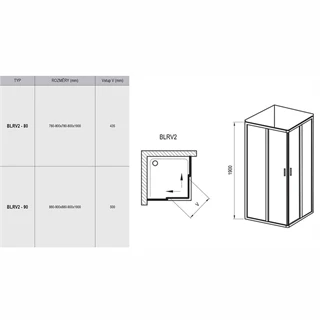 Ravak Zuhanykabin BLRV2-90 fehér + Transparent (komplett) 1LV70100Z1 Ravak Zuhanykabin BLRV2-90 fehér + Transparent (komplett) 1LV70100Z1