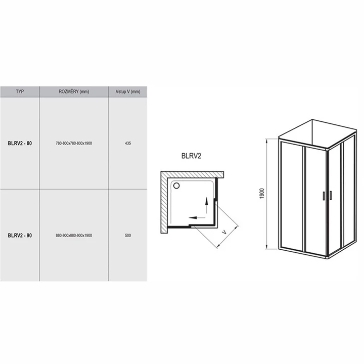 Ravak Zuhanykabin BLRV2-90 fehér + Transparent (komplett) 1LV70100Z1 Ravak Zuhanykabin BLRV2-90 fehér + Transparent (komplett) 1LV70100Z1