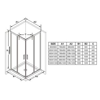 Ravak Zuhanykabin BLSRV2K-100 fekete +Transparent (1 oldal) X1XMA0300Z1