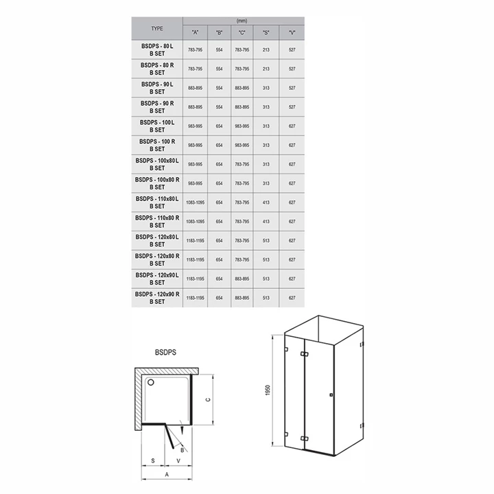 Ravak B SET BSDPS- jobbos 100, króm, csuklópánt - rögzítő - fogantyú és tartó szett D01000A077