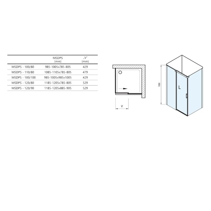 Ravak Matrix MSDPS 120x90 zuhanykabin bal krómhatású+transparent 0WLG7C00Z1