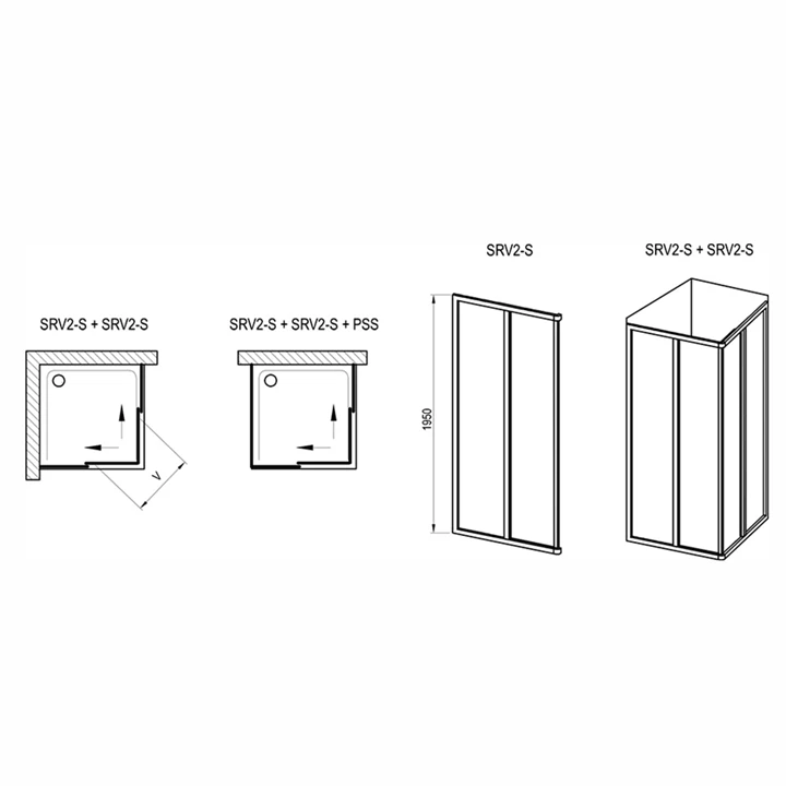 Ravak Zuhanykabin SRV2-100 195 S fehér + Transparent üveg 14VA01O2Z1