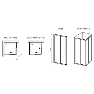 Ravak Zuhanykabin SRV2-100 195 S fekete + Transparent üveg 14VA03O2Z1