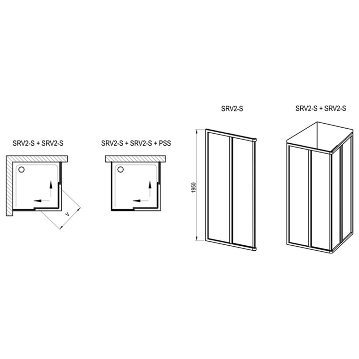 Ravak Zuhanykabin SRV2-80 195 S fekete + Transparent üveg 14V403O2Z1