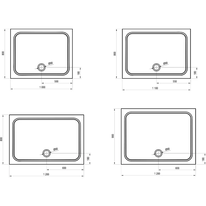 Ravak Zuhanytálca GIGANT PRO 100x80, króm, fehér XA04A401010