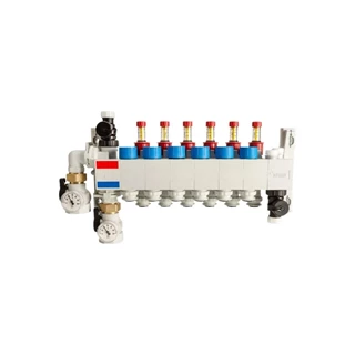 Rehau RAUTHERM SPEED HKV-P polimer osztó-gyűjtő átfolyásmérővel 8 körös 16 mm csőcsatlakozóval 14707601001 Rehau RAUTHERM SPEED HKV-P polimer osztó-gyűjtő átfolyásmérővel 8 körös 16 mm csőcsatlakozóval 14707601001