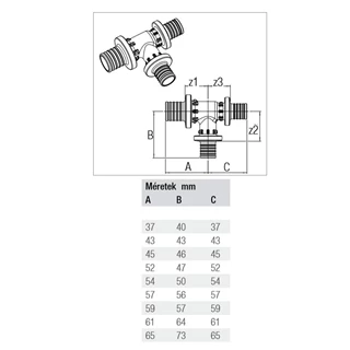 Rehau Rautitan PX T-idom szűkített leágazással 25-16-25 11600621001 Rehau Rautitan PX T-idom szűkített leágazással 25-16-25 11600621001