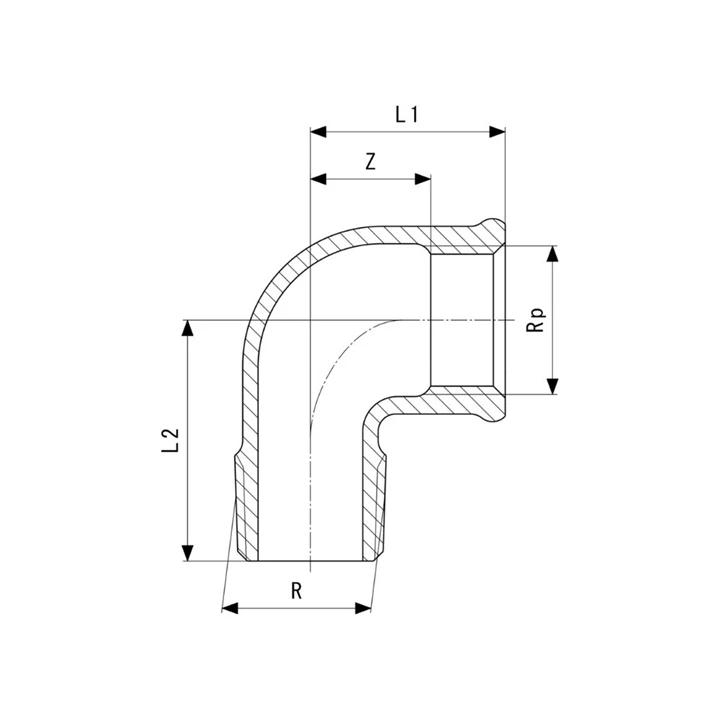 Viega réz könyök, 90°-os ív 3/4" KB VG-264000 Viega réz könyök, 90°-os ív 3/4" KB VG-264000