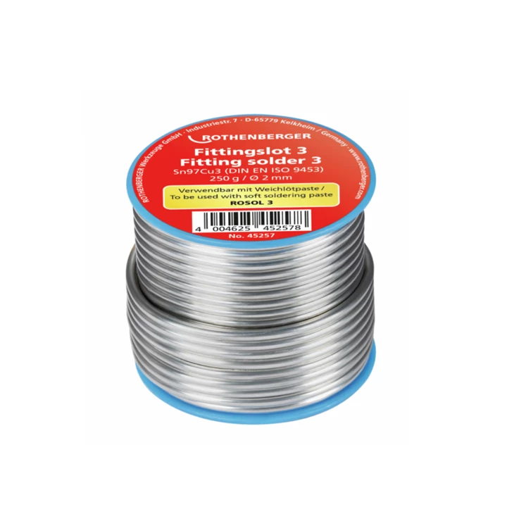 Rothenberger fitting forrasz 3, 3 mm, 250g tekercs, S-Sn97Cu3 45255 Rothenberger fitting forrasz 3, 3 mm, 250g tekercs, S-Sn97Cu3 45255