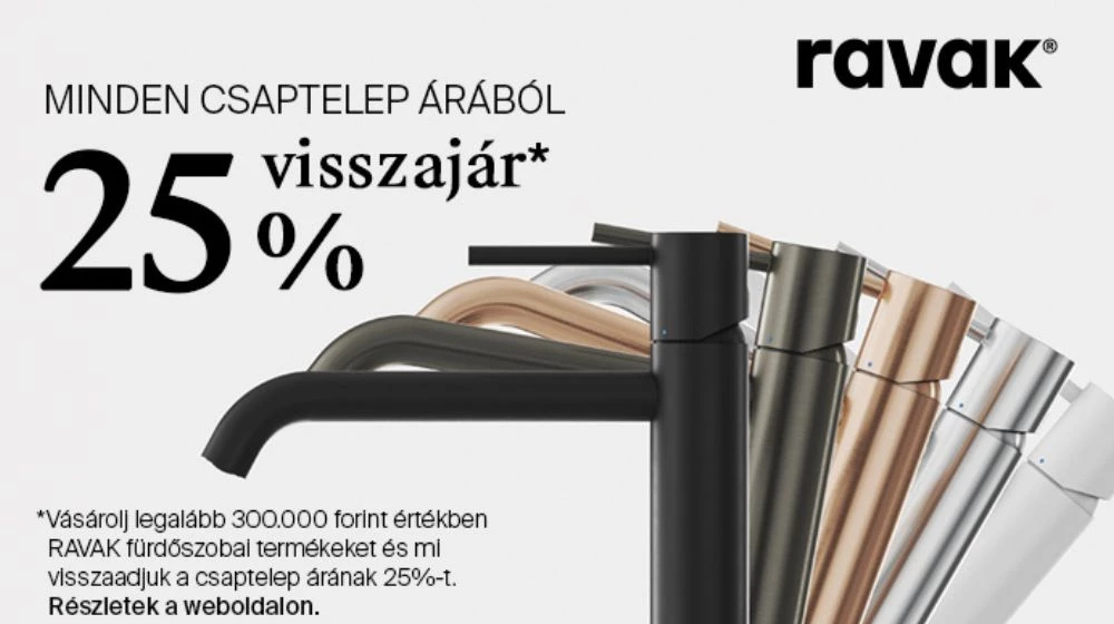 Ravak akció - minden csaptelep árából 25% visszajár