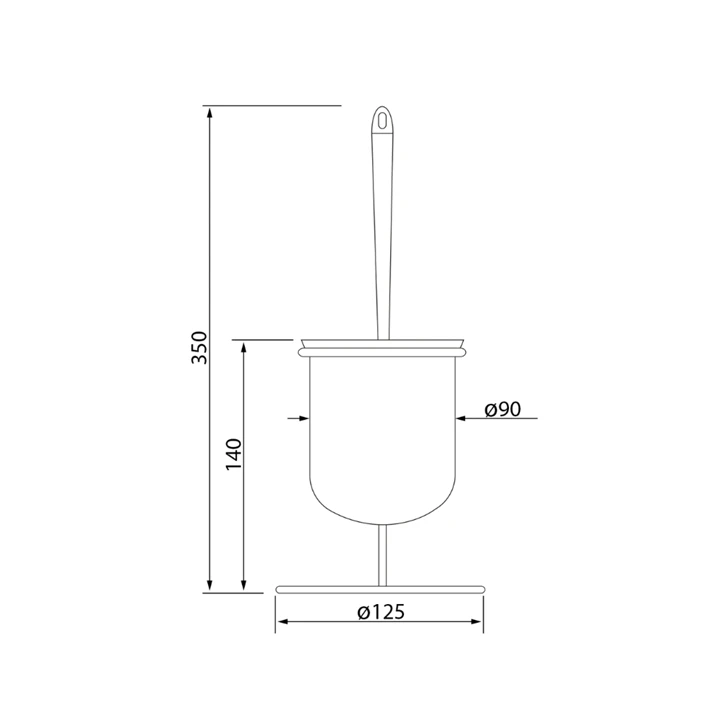Sapho AQUALINE álló WC-kefe és tartó, 125x345x110mm, műnyag/króm GA1304