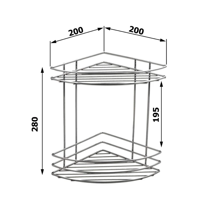 Sapho AQUALINE KRÓM LINE sarokpolc, 200x310x200mm, króm 37010