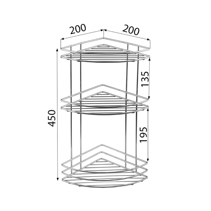 Sapho AQUALINE KRÓM LINE sarokpolc, 200x485x200mm, króm 37015