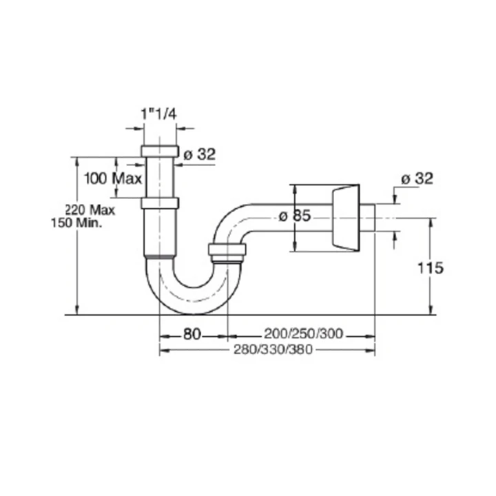 Sapho Bonomini Royal Family mosdó szifon 1" 1/4 átmérő 32mm, króm 0220EC20K7