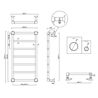 Sapho Uno fürdőszobai radiátor 493x951 mm, polírozott inox NR816 Sapho Uno fürdőszobai radiátor 493x951 mm, polírozott inox NR816