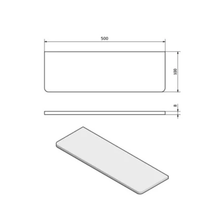 Sapho üvegpolc polctartó nélkül 50x10 cm, átlátszó 23481 Sapho üvegpolc polctartó nélkül 50x10 cm, átlátszó 23481