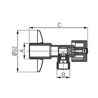 Ferro sarokszelep fém tekerőgombos 1/2"-3/8", króm Z1238K