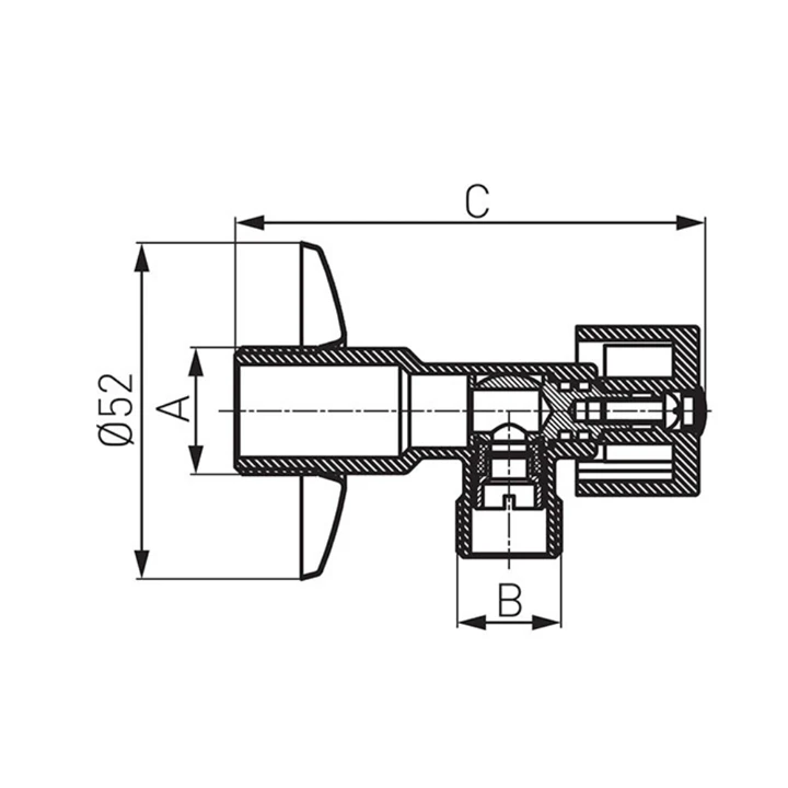 Ferro sarokszelep fém tekerőgombos 1/2"-3/8", króm Z1238K