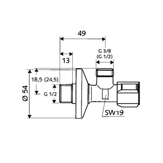 Schell COMFORT sarokszelep szűrővel, 1/2"-1/2" 054310699