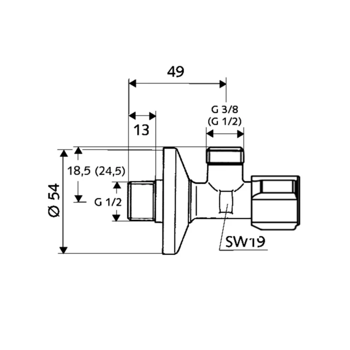 Schell COMFORT sarokszelep szűrővel, 1/2"-1/2" 054310699