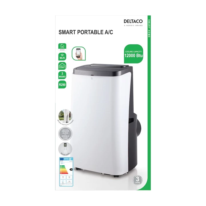 Deltaco SMART HOME SH-AC02 mobil smart klíma, 3,5W, 12000 BTU, WI-FI, hűt, 3 év garancia SH-AC02 Deltaco SMART HOME SH-AC02 mobil smart klíma, 3,5W, 12000 BTU, WI-FI, hűt, 3 év garancia SH-AC02