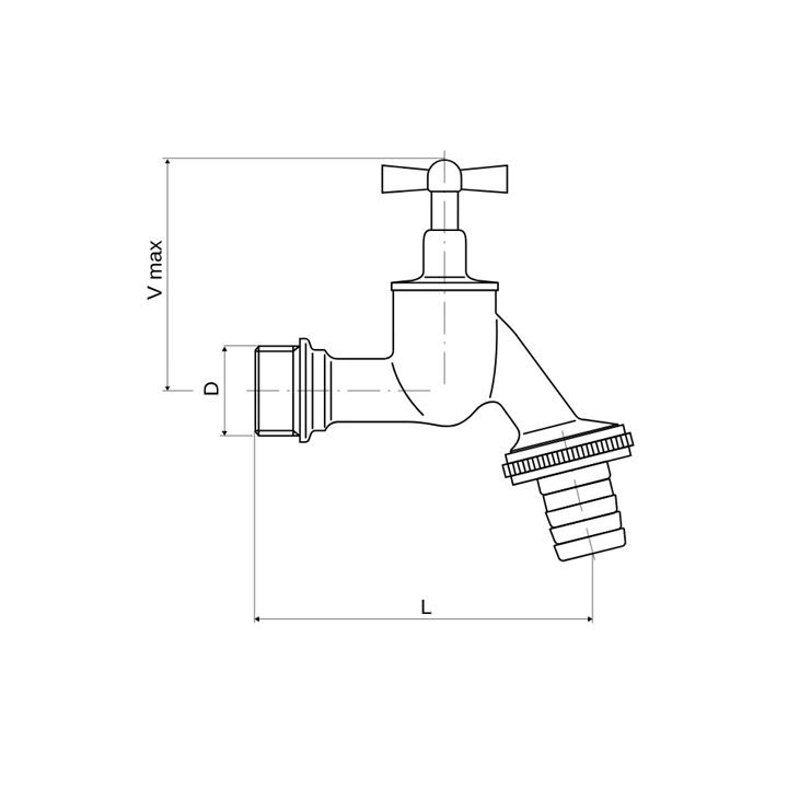 Slovarm Kerti csap, 1/2”, DN15, krómozott, tömlőcsatlakozóval 400320