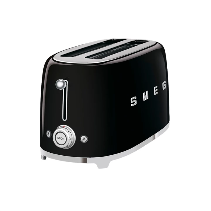 Smeg kenyérípirító, retro, 4 szeletes, fekete TSF02BLEU