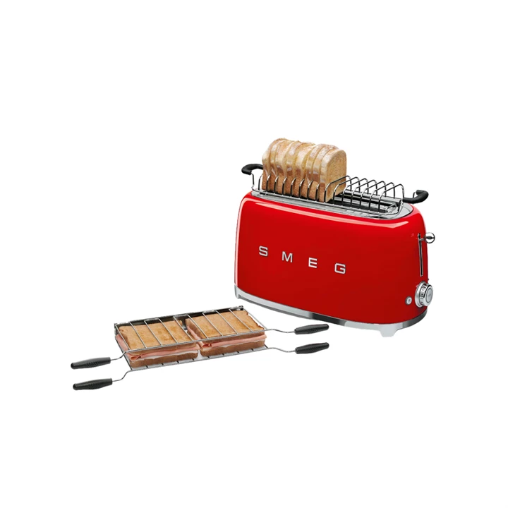 Smeg kenyérpirító, retro, 4 szeletes, piros TSF02RDEU