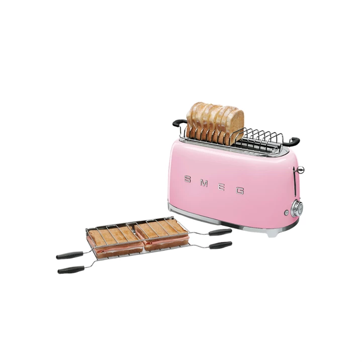 Smeg kenyérpirító, retro, 4 szeletes, rózsaszín TSF02PKEU