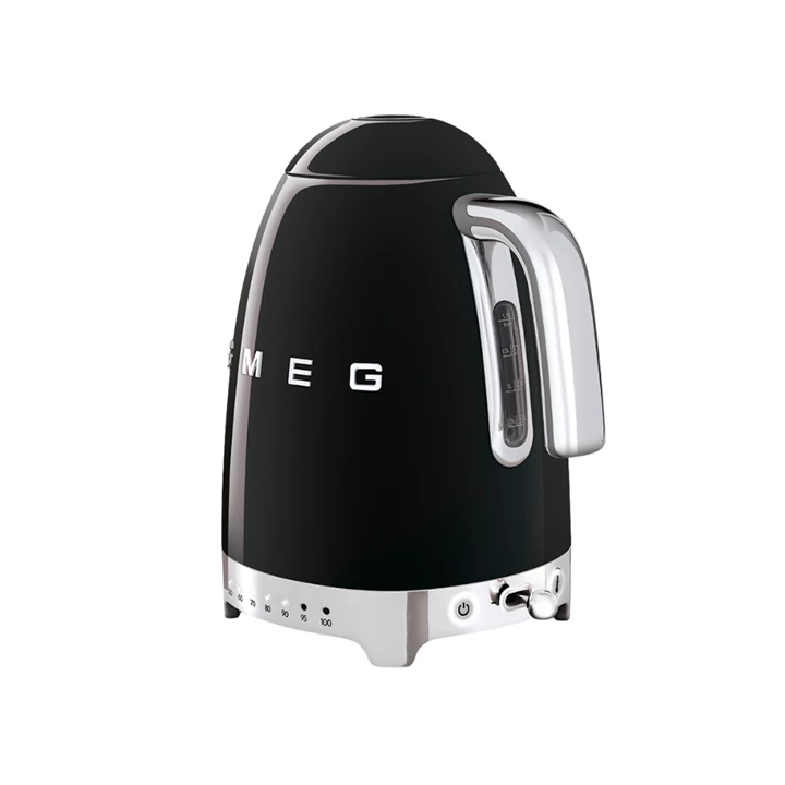 Smeg vízforraló, retro, állítható hőmérséklet, fekete KLF04BLEU