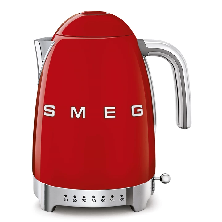 Smeg vízforraló, retro, állítható hőmérséklet, piros KLF04RDEU