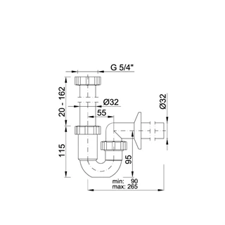 Styron mosdó csőszifon 32 mm-es fekete 638-32-B Styron mosdó csőszifon 32 mm-es fekete 638-32-B