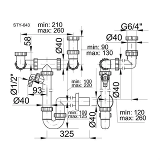Styron 1 medencés szifon STY-643