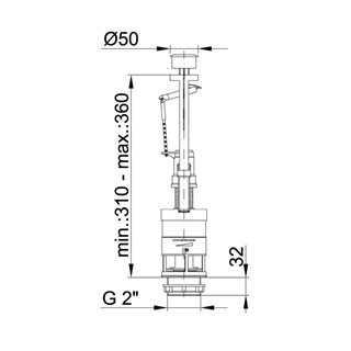 Styron monoblokkos egy gombos öblítőszelep STY-721 Styron monoblokkos egy gombos öblítőszelep STY-721