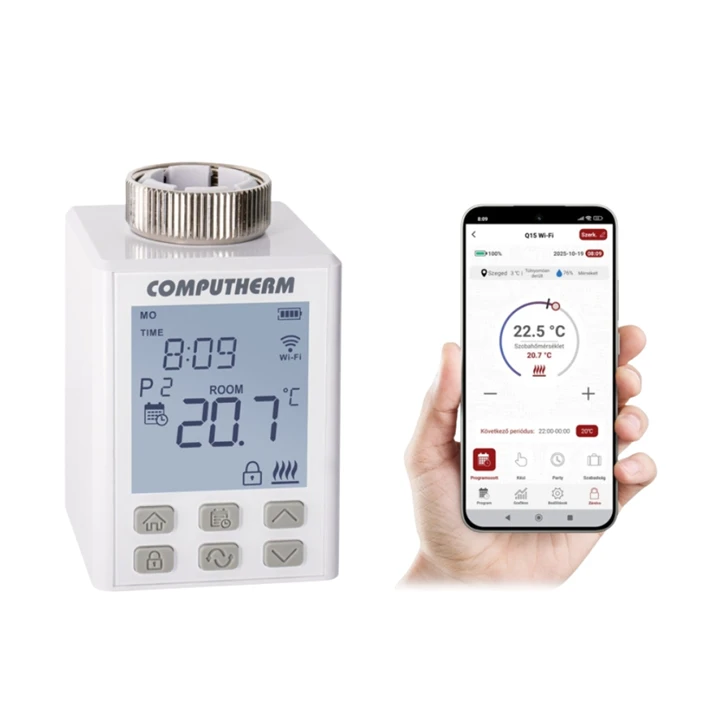 Computherm Q15 Wi-Fi Intelligens digitális radiátor szelepmozgató fej Q15 WI-FI