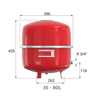 Flamco fűtési tágulási tartály 35 L FLEXCON PRÉMIUM 2.5/6BAR 3/4" F16956