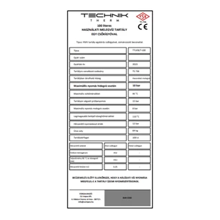 Technik Therm Indirekt HMV tároló egy standard csőkígyóval, 100 l,  TTUEB/T-100