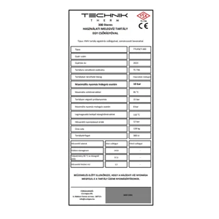Technik Therm Indirekt HMV tároló egy standard csőkígyóval, 300 l TTUEB/T-300