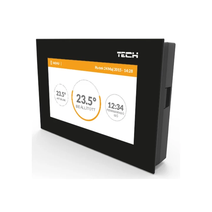 Techreg rádiófrekvenciás, vezeték nélküli színes érintőképernyős szobatermosztát HU-286 Techreg rádiófrekvenciás, vezeték nélküli színes érintőképernyős szobatermosztát HU-286