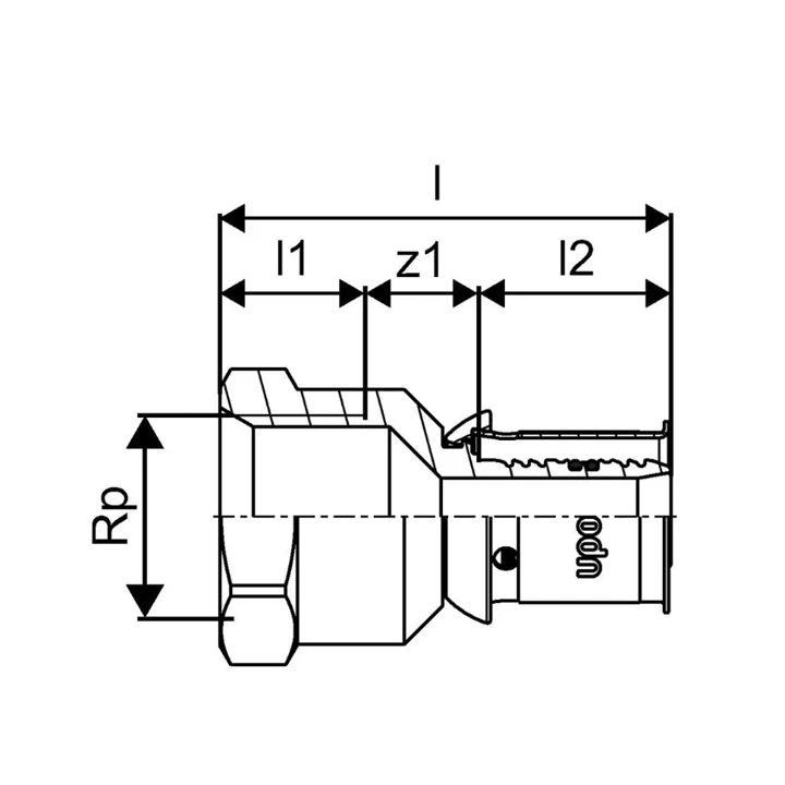 Uponor S-Press PLUS belsőmenetes csatlakozó 16-1/2" BM 1070515