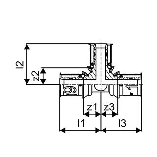 Uponor S-Press PLUS fém szűkített T-idom 20-16-16 1070567 Uponor S-Press PLUS fém szűkített T-idom 20-16-16 1070567